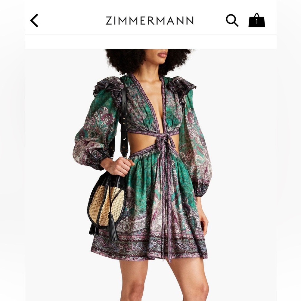 Zimmermann Green and Purple Paisley Dress